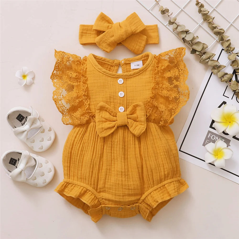 Lila Lace Gauze Romper Set