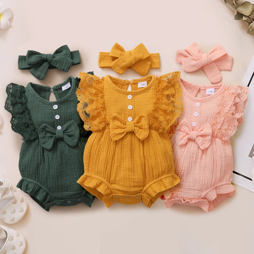 Lila Lace Gauze Romper Set