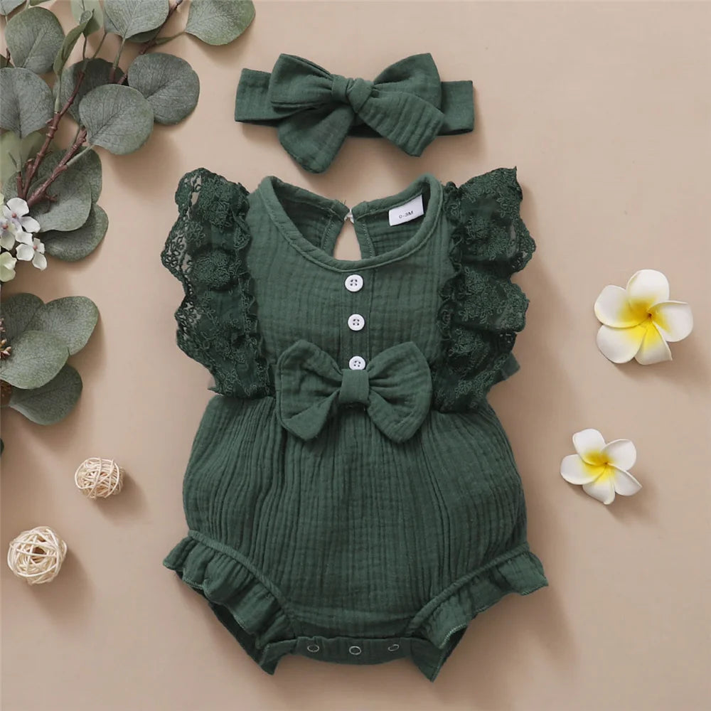 Lila Lace Gauze Romper Set